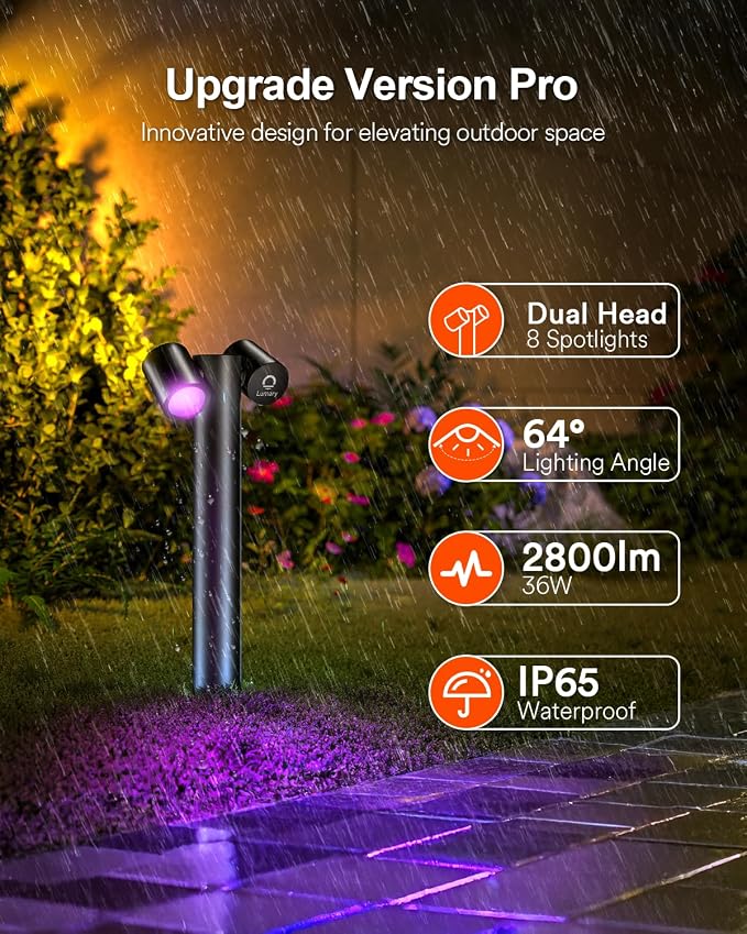 Lumary Smart Pathway Lights Pro 700LM, RGBAICW Color Changing Landscape Lights - Image 6