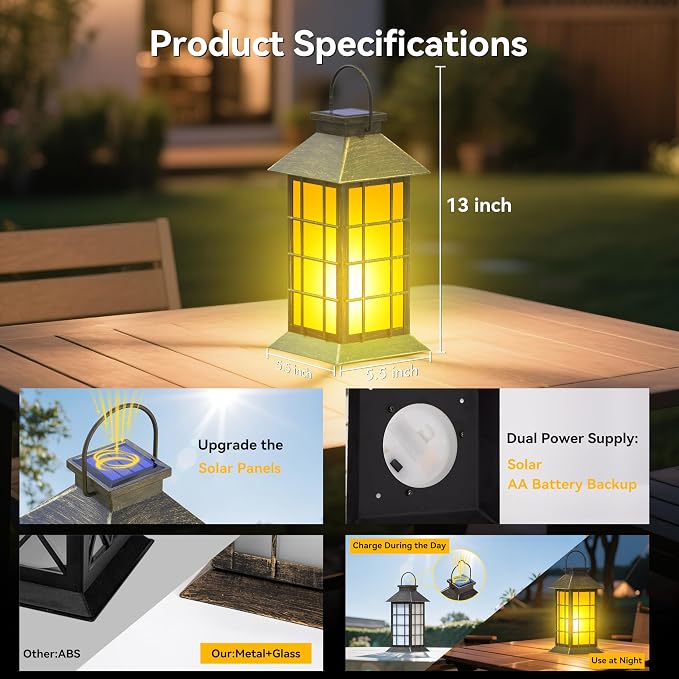 2 Pack 13" Bronze Solar Lantern - Image 4