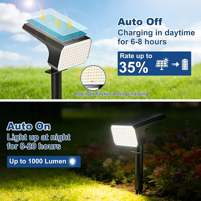 LANSOW 12 Pack Solar Spot Lights Outdoor Waterproof IP67, Solar Landscape - Image 7