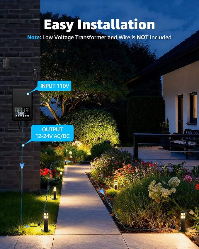 SUNVIE 12-Pack Low Voltage Landscape Lighting Kit LED Bollard Pathway Lights - Image 5