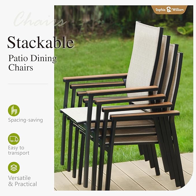 Sophia & William Patio Table and Chairs Set 7 Pieces, 6 Aluminium Patio Dining - Image 2