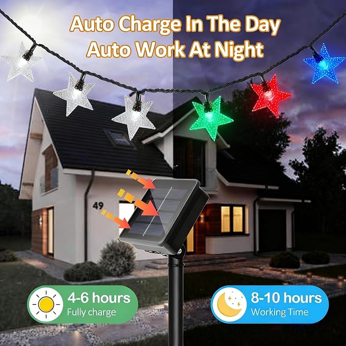 Twinkle Solar Star String Lights Outdoor Waterproof Fairy Lights 39FT 100 LED - Image 4