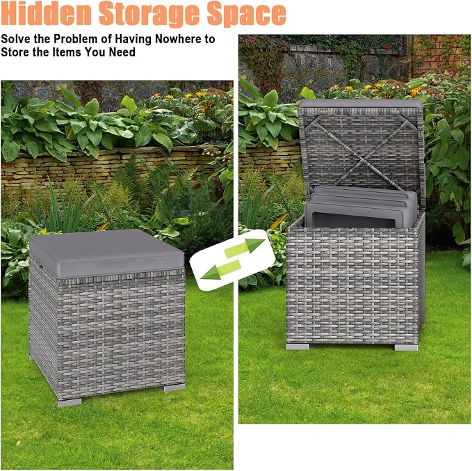 RELAX4LIFE Wicker Outdoor Storage Ottoman - Image 5