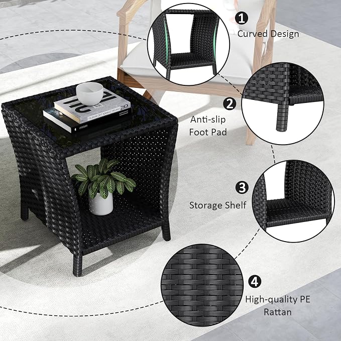 Kinfant Rattan Patio Side Table - Image 4