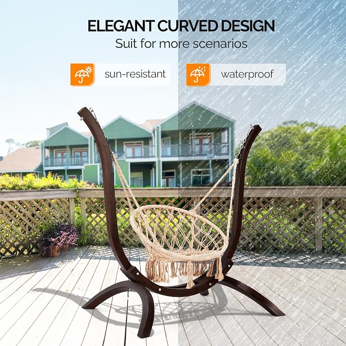 ONCLOUD 550 LBS Hand-Made Elegant Hammock Chair Stand Only, Premium Curved - Image 4