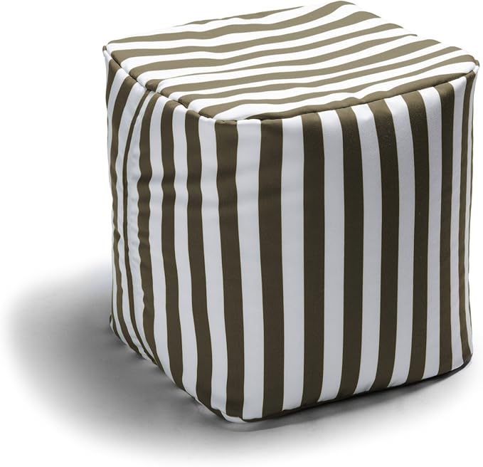 Jaxx Luckie Outdoor Patio Bean Bag Ottoman, Taupe Striped by Jaxx