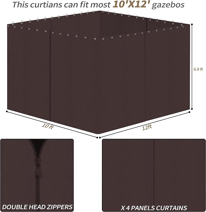 Gazebo Privacy Curtains 10' x 12' - Image 4