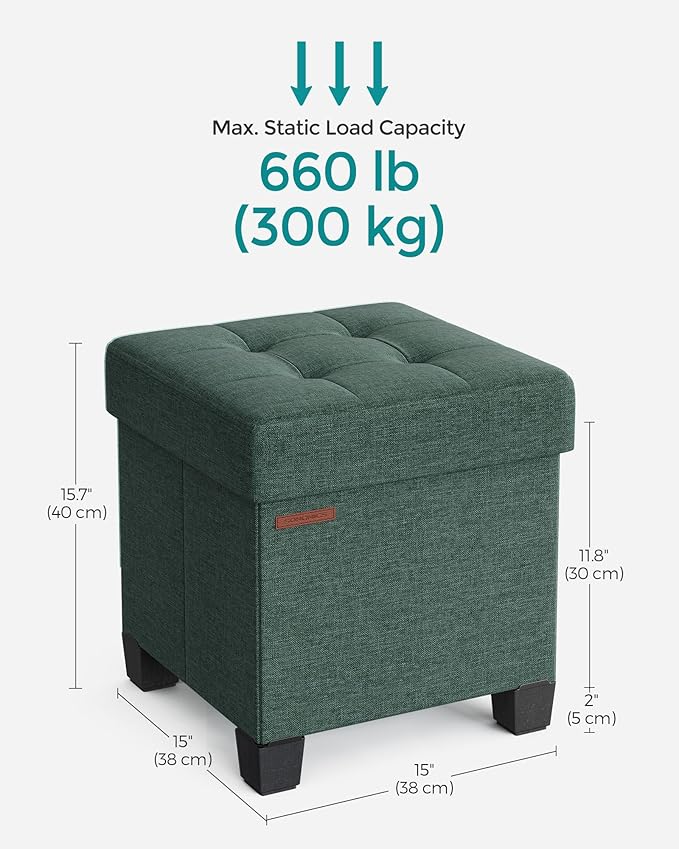SONGMICS Storage Ottoman, Small Ottoman Foot Rest - Image 2