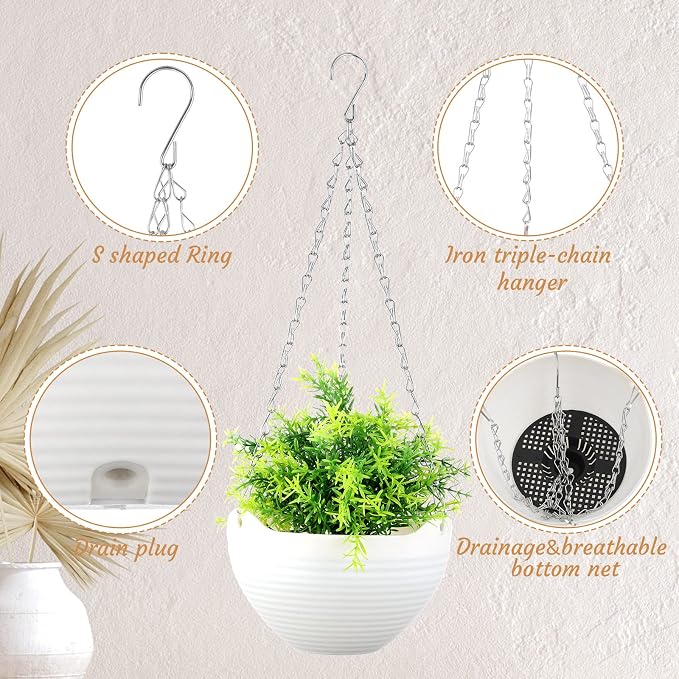 Zopeal 16 Pack Self Watering Hanging Planters 8 Inch Garden Flower Plant Pot - Image 3