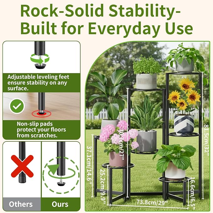 Plant Stand Outdoor, 7 Tier Foldable Corner Tall Plant Shelf - Image 3