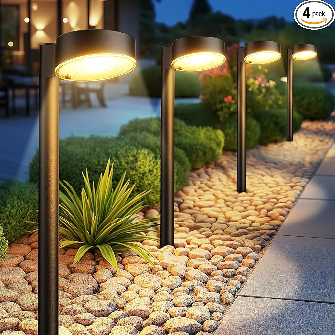 4 Pack Solar Pathway Lights Outdoor, Bright LED Solar Lights Outdoor Waterproof by AHAORIGIN