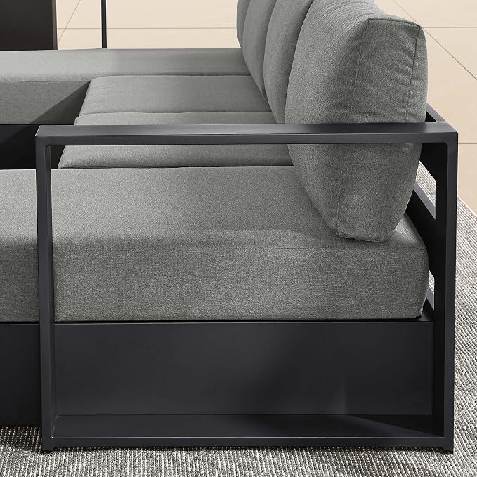 Modway Tahoe Aluminum 4-Piece Outdoor Patio Furniture Gray Charcoal, Modular - Image 8