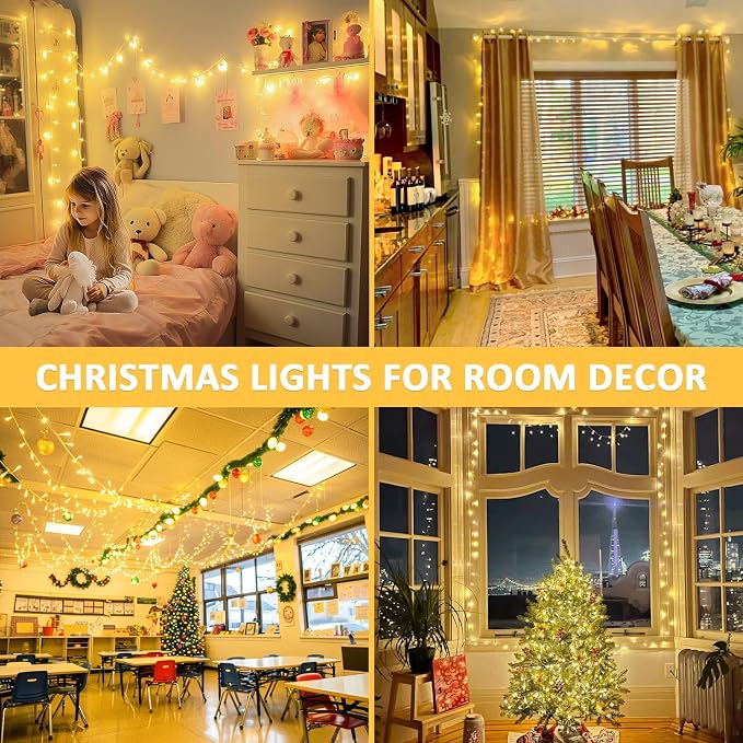 JMEXSUSS 150 LED Christmas Lights Indoor Plug in, Connectable Warm White - Image 6