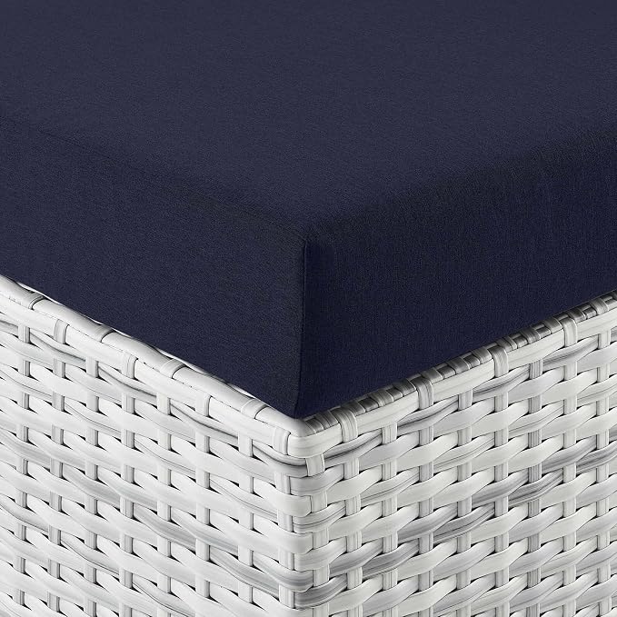 Modway Convene Wicker Rattan Outdoor Patio Right-Arm Chaise in Light Gray Navy - Image 7