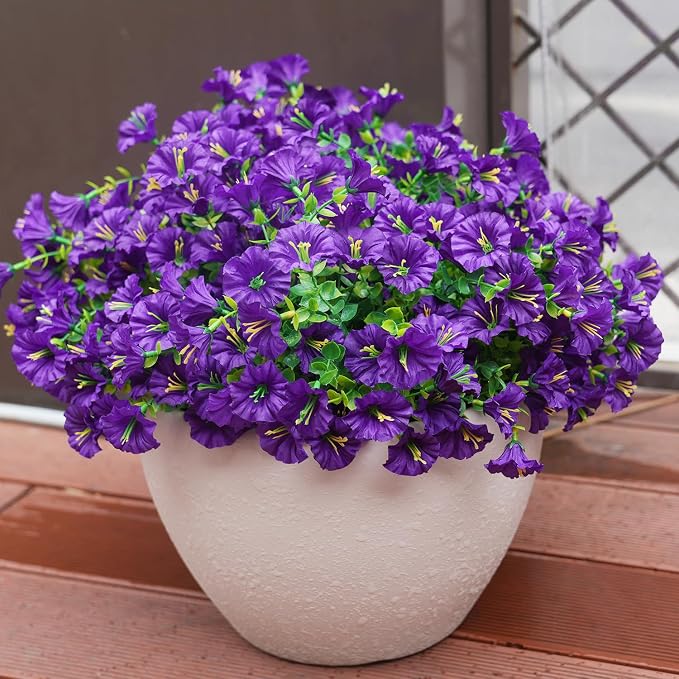 Artificial Flowers for Outdoors, UV Resistant Fake Silk Morning Glory, - Image 6