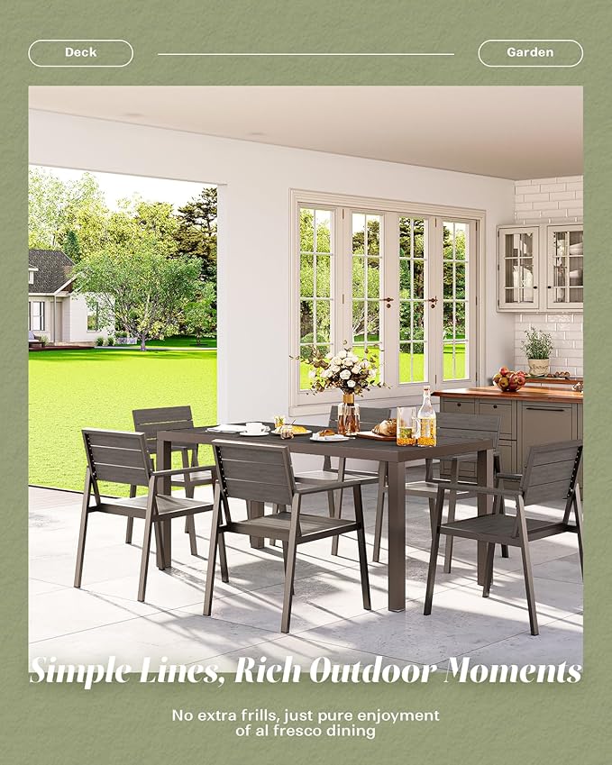 5-Piece Outdoor Dining Set, Aluminum Dining Table Set - Image 7