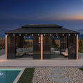 PURPLE LEAF 12' X 20' Patio Hardtop Gazebo Double Top Outdoor Screen Aluminum by PURPLELEAF