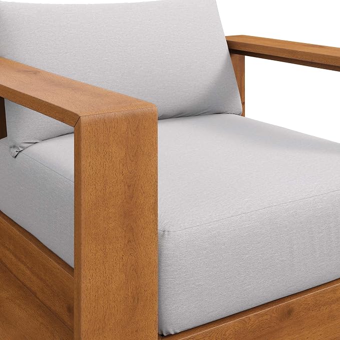 Modway Tahoe Acacia Wood Outdoor Patio Chair in Natural Light Gray - Image 7