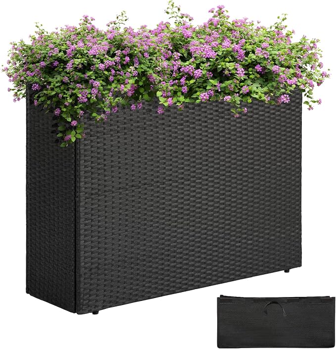 IDZO All Weather Wicker Planter Raised Garden Bed, 24 in Tall Round Rattan by Idzo