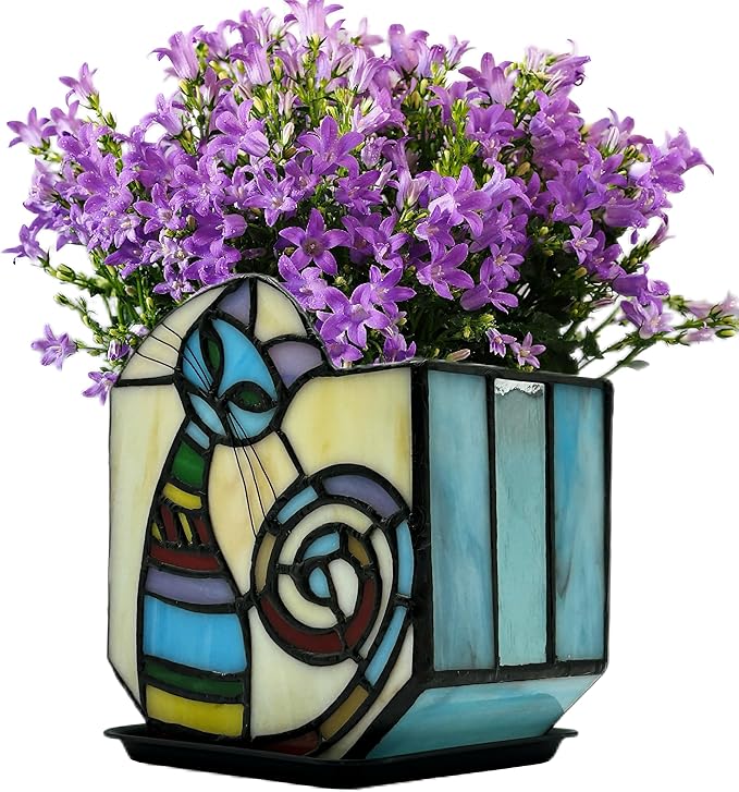 Stained Glass Cat Unique Plant Pot, Indoor Planter - Image 7