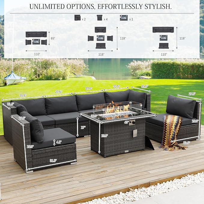 BULEXYARD 7 Piece High Back Outdoor Furniture Set - Image 3