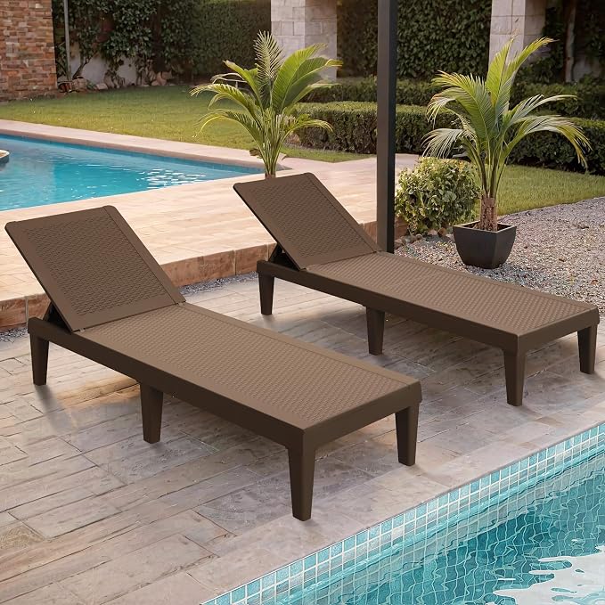 Greesum Outdoor Chaise Lounge Chair Set of 2, Waterproof 5-Position Adjustable - Image 3