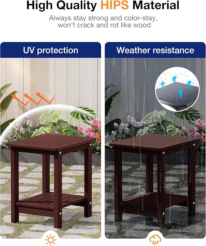 YEFU Outdoor Side Table for Patio: 16" HIPS Weather - Image 5