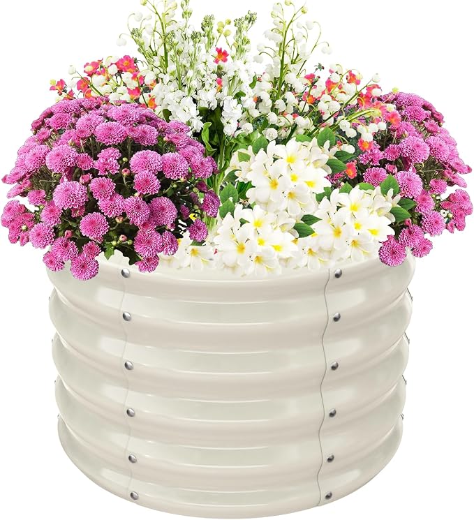 17" Tall Elevated Round Metal Rised Garden Bed- 2'x2' in Size and 0.8MM Thick by TBMLC