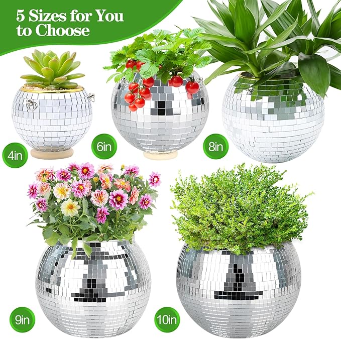 6" Disco Ball Planter, Disco Ball Plant Hanger - Image 2