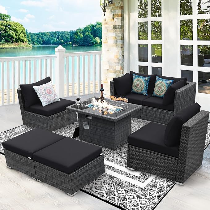 BULEXYARD 7 Piece High Back Outdoor Sectional Set - Image 9