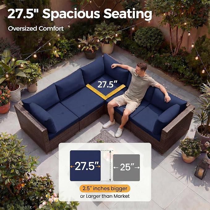 NICESOUL 6 Piece L-Shaped Outdoor Couch - Image 6