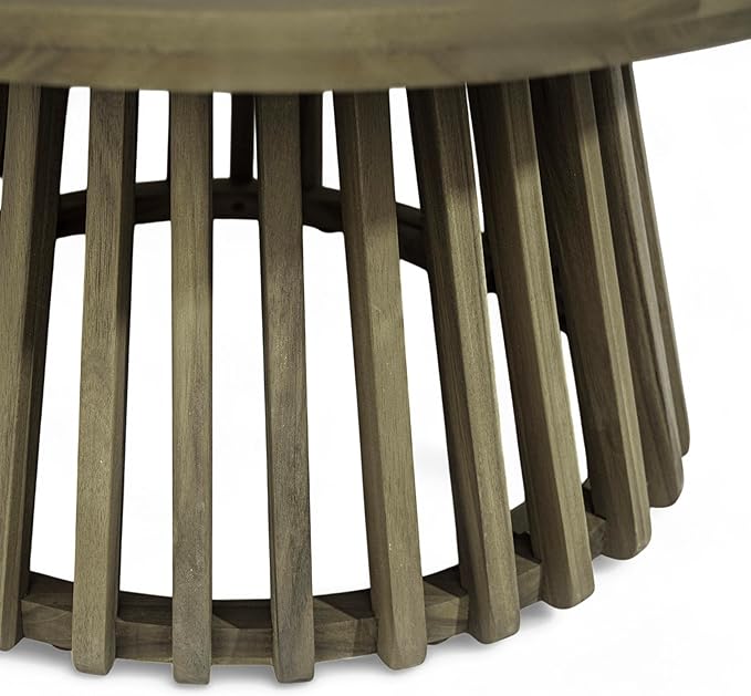 Christopher Knight Home Hakee Acacia Wood Patio Coffee Table, Round Table - Image 9