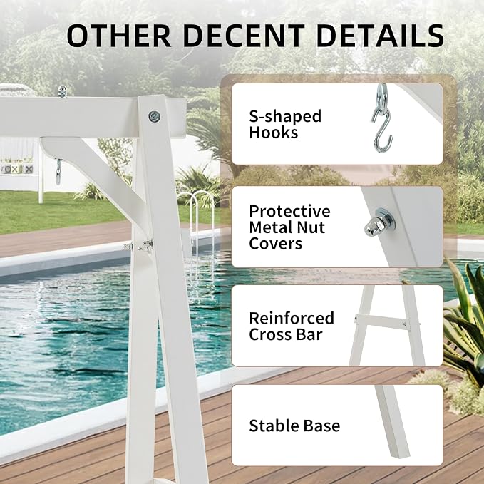 Finnhomy Outdoor 880 LBS Porch Swing Frame, Stable A-Frame Wooden Swing Stand - Image 5