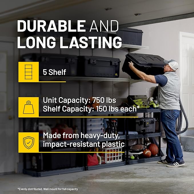 Plano 5-Shelf Plastic Storage Shelves, 73” x 36” x 18”, 750lb Capacity - Image 3