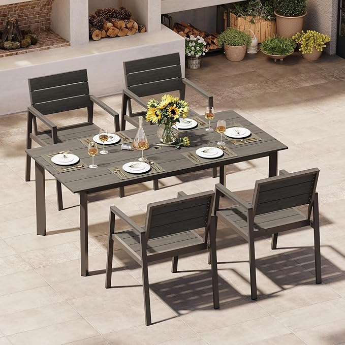 Outdoor Dining Set for 4, Aluminum Patio Table and Chairs Set by Oasbira