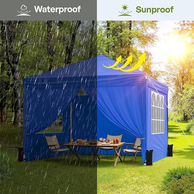 10x10 Pop Up Canopy with Sidewalls, Instant Portable Canopy Tent with Carry Bag - Image 5