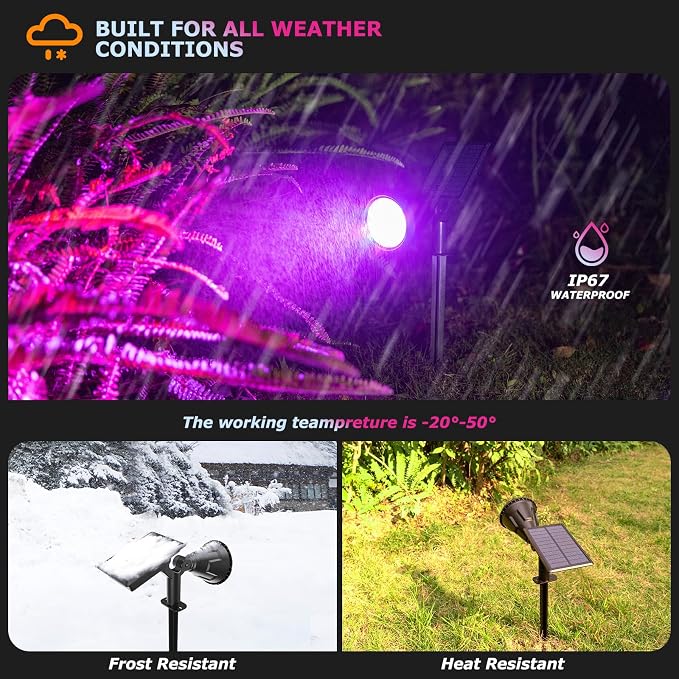 Color Changing Solar Spot Lights Outdoor, 21 LEDs Brightness Solar Pathway - Image 4