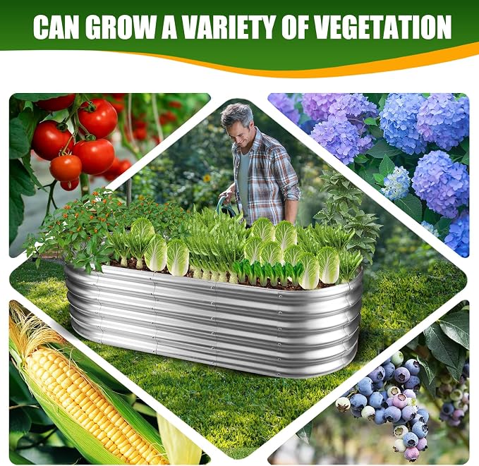 17" Tall Elevated Oval Metal Raised Garden Bed - 5ft x 2ft in Size and 0.8MM - Image 5