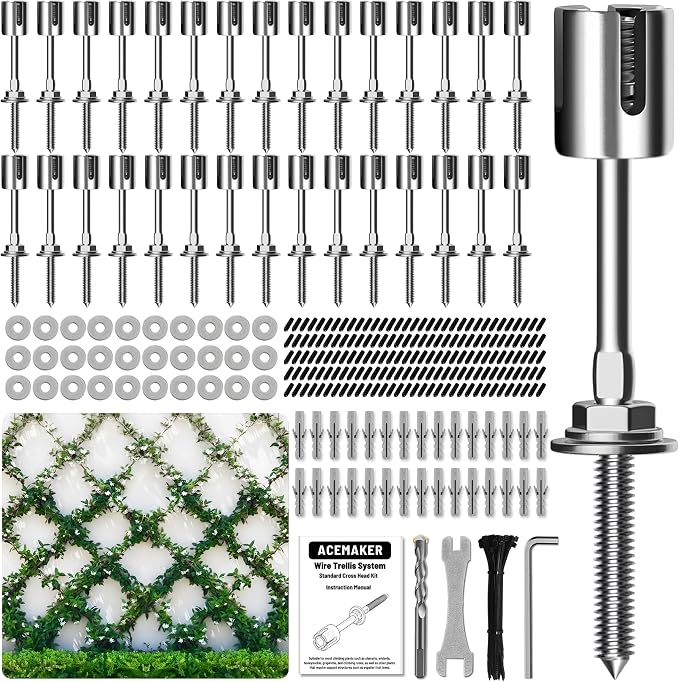 Wire Trellis for Climbing Plants Outdoor, 30-Set Wall Trellis Kit, T316 by Acemaker