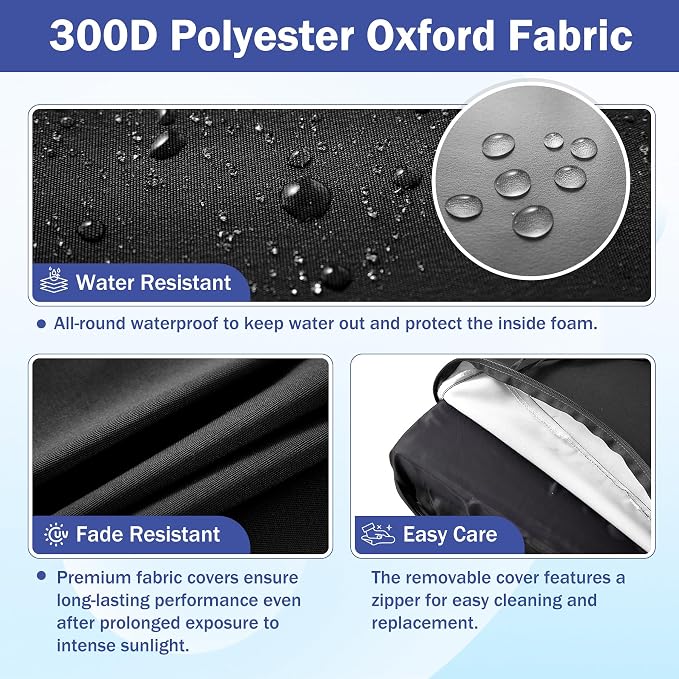 Outdoor Seat Cushion Set, Waterproof & Fade Resistant Patio Chair Cushions - Image 3