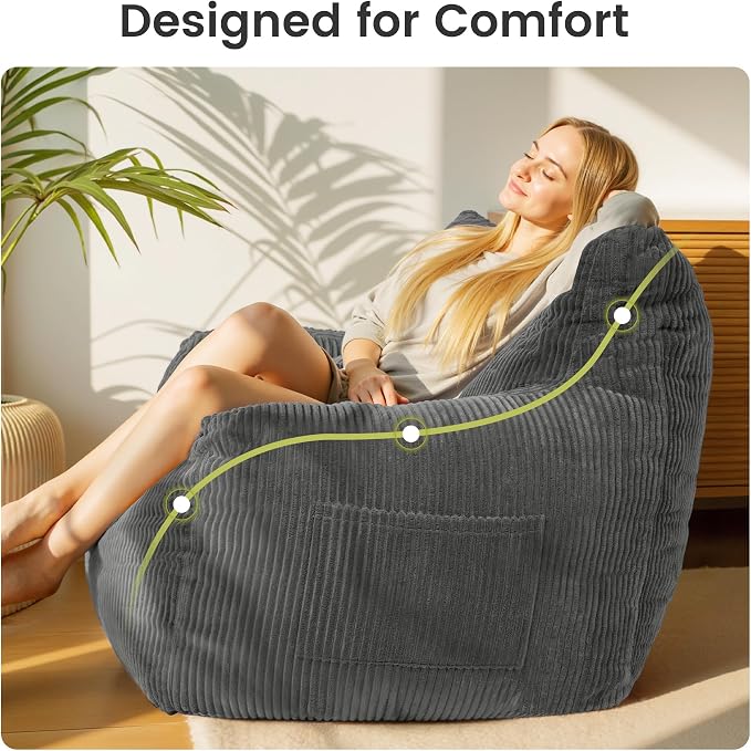 Pamapic 59" Bean Bag Chair, 2 Seat Loveseat Sofa, Ultra Soft Dutch Velvet - Image 5