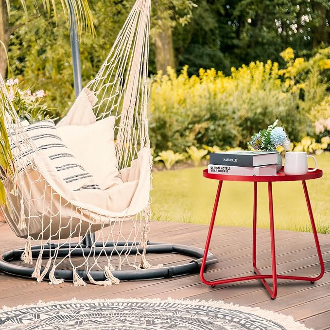 danpinera Outdoor Side Tables, Weather Resistant Steel Patio Side Table - Image 2