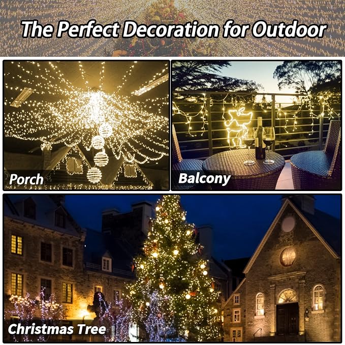 2 Pack Solar Christmas Lights Outdoor, 72FT 200 LED Solar String Lights - Image 6