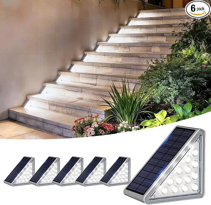 Grey Solar Step Light Outdoor Stair Lights, Deck Lights Outdoor Powered IP65 by JEJOT