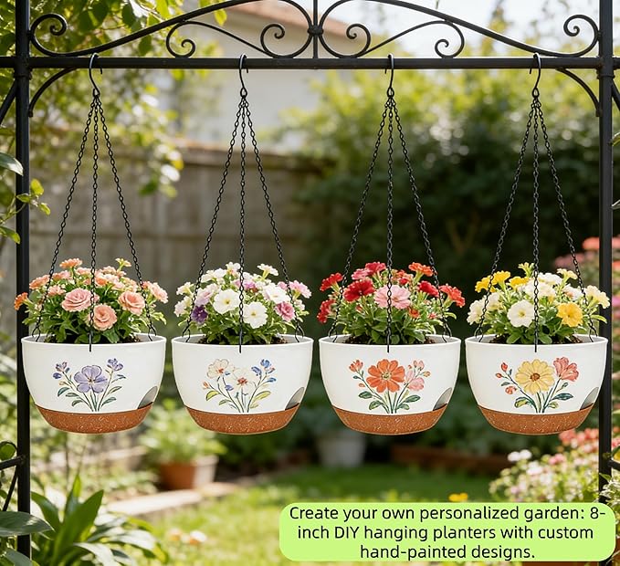 Set of 2-8 Inch Self Watering Hanging Planters - Image 4