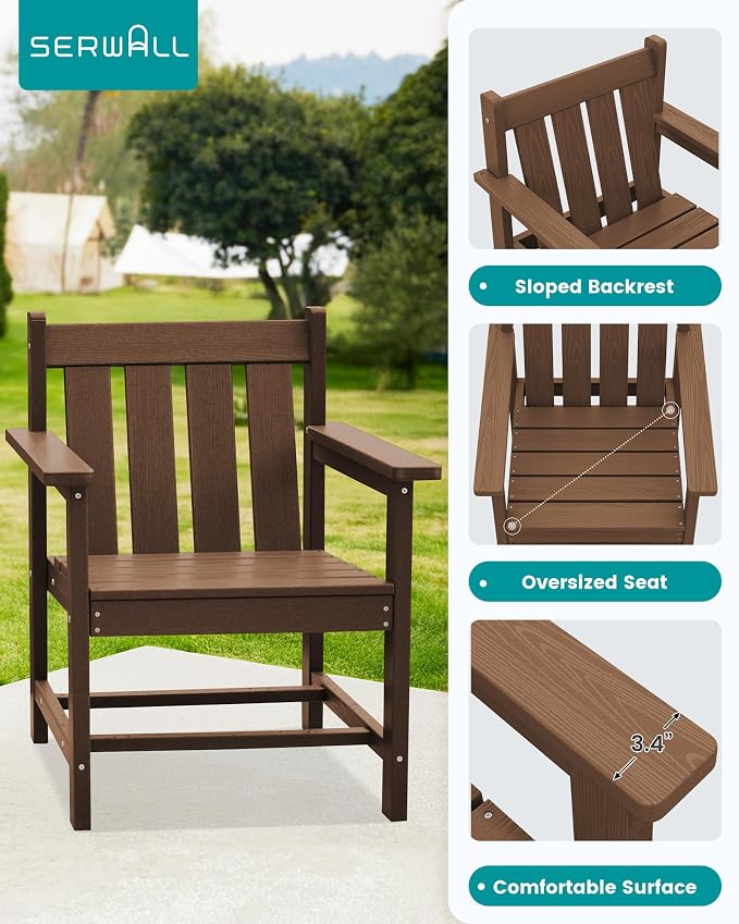 SEWRWALL 3 Pieces Patio Bistro Set, All Weather Adirondack Chair Set - Image 4