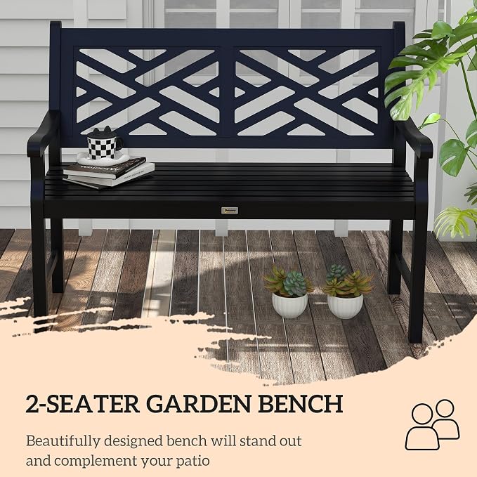 Outsunny Outdoor Garden Bench, Wooden Frame Patio Bench - Image 5