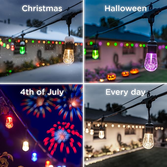 Enbrighten Vintage Outdoor String Lights, 24 RGB Acrylic Bulbs, Weatherproof - Image 8