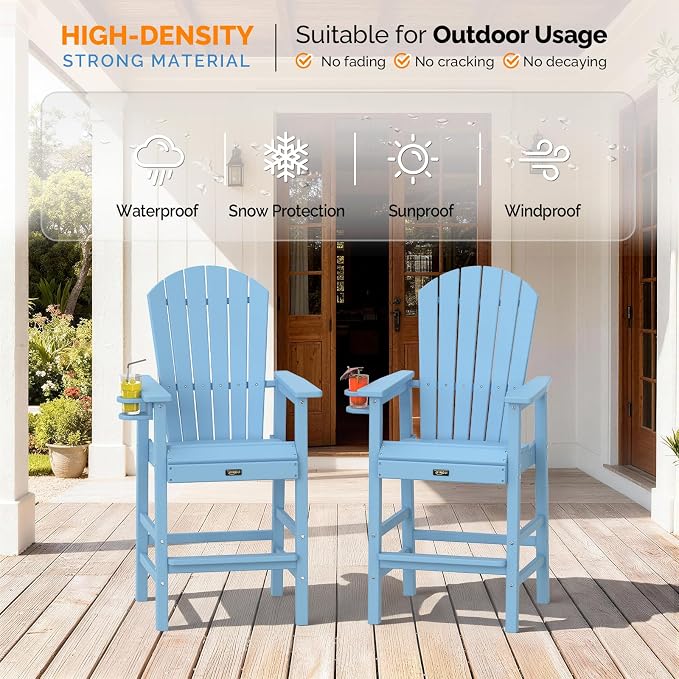 VINGLI Tall Adirondack Chair, All-Weather Plastic Adirondack Chair - Image 7