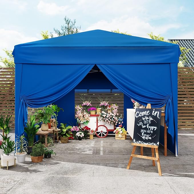 10x10 Pop Up Canopy Tent with 4 SideWalls, Easy Up Canopy with 3 Adjustable - Image 6